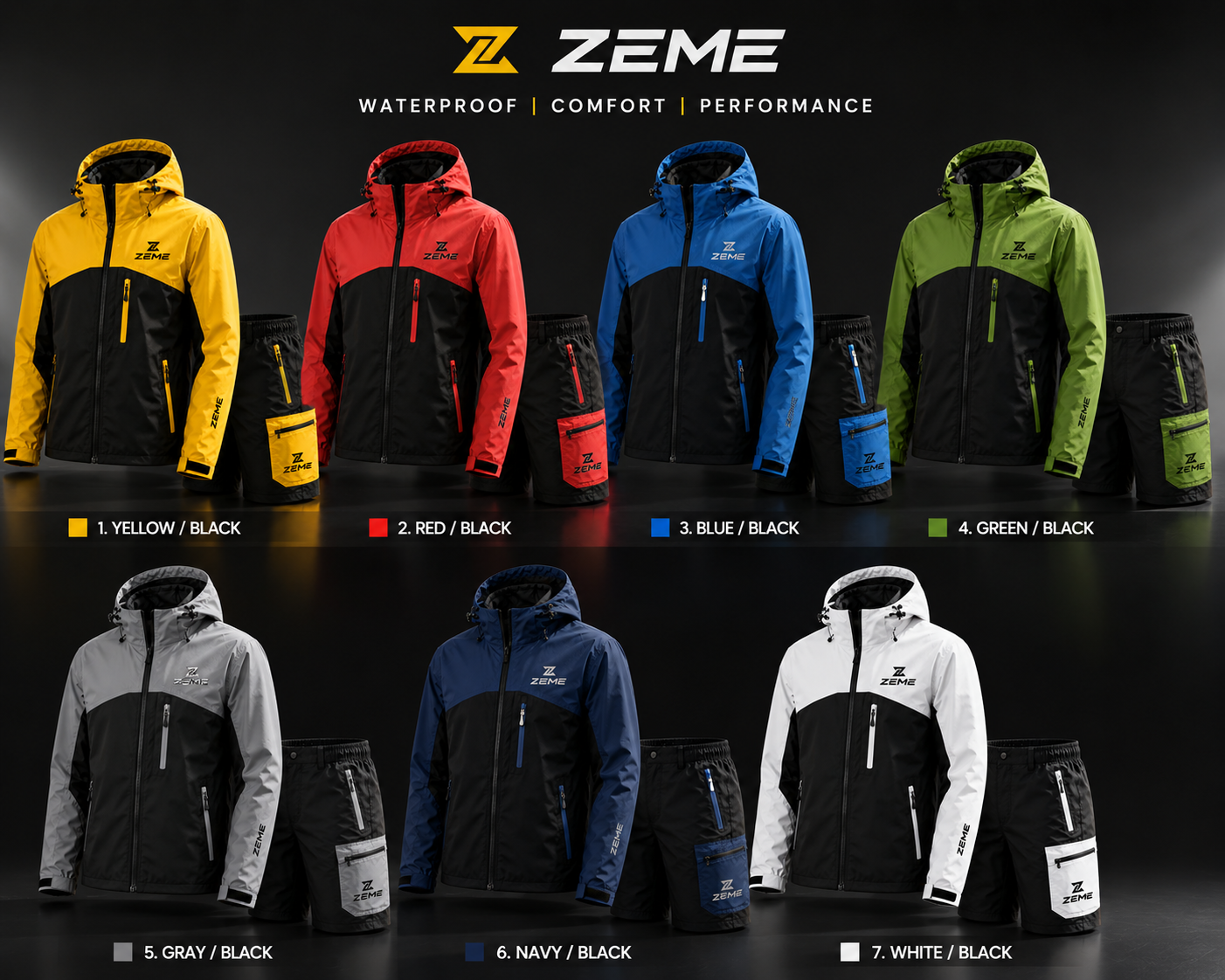 ZEME Premium Waterproof Jacket &amp;amp;amp;amp;amp;amp;amp; Short Set